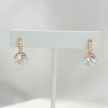 Sparkling Crystal Dangle Drop Huggies - Gold Plated Heart Drop Earrings - Perfect Anniversary Gift Bridesmaids Gift