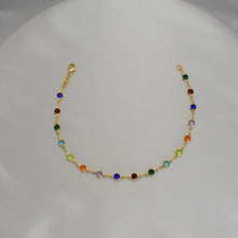 Colorful Anklet Gold Plated Tobillera de crystal 10'' - Everyday Minimalist Ankle Bracelet for Women