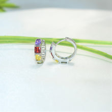 Silver Plated Huggies Hoops - Multi Color CZ Studded Earrings for Everyday Wear - Perfect gift for Wife, Daughter, Teenage Girls