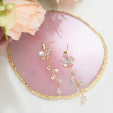 Bridal Earrings 14K Gold Plated Studs Bridal Jewelry Floral Drop Earrings