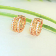 Round 14K Gold Plated Huggie Earrings, Clip on CZ Earrings , Gift for women