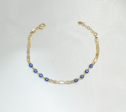 Multi Color Evil Eye Gold Plated Protection Bracelet, 7.5 inch - For Her