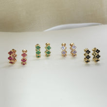 Gold Plated Four Leaf Clover Huggies mini hoops minimalist daisy flowers Earrings Small Crystal Hoops Four-leaf Clover Earrings Gift for her