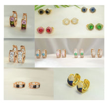 Multi Color Gold Plated Baguette, Gem Stone Huggies ,Cluster Flower Earrings