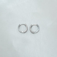 Micro Pave Huggie Earrings, Silver Plated CZ Dainty Hoop Earrings, Gift For Her