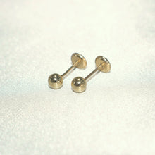 14K Solid Yellow Gold Ball Earrings, Dainty Screw Back Studs For Her( 3mm-6mm )