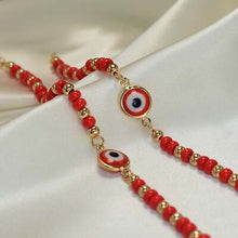 Red Evil Eye Beads Protection Bracelet for Mom and Baby - Gold Plated Bracelet for her