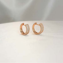 Triple Pave Huggies Hoops - Gold Plated Earrings Gift for Girlfriend, Wife