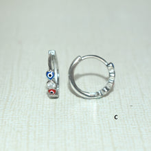 Evil Eye Huggies, CZ Star Diamond Huggies, 925 Silver Earrings , Gift For Her