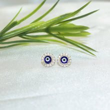 Evil Eye Studs Sterling Silver Earrings Protection Charm Studs, Gift for her