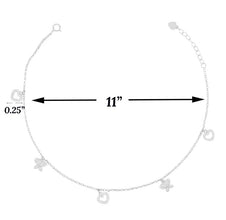 Charming Owl, Dolphin, Turtle, Heart, Infinity 925 Silver Anklet, Animal Jewelry