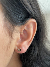 14K Solid Yellow Gold Heart Earrings, CZ Enamel Screw Back Stud Earrings, Gift for Babies