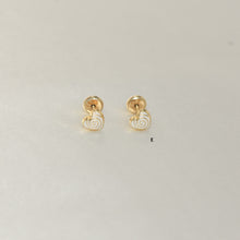 14K Solid Yellow Gold Heart Earrings, CZ Enamel Screw Back Stud Earrings, Gift for Babies