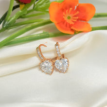 Sparkling Crystal Dangle Drop Huggies - Gold Plated Heart Drop Earrings - Perfect Anniversary Gift Bridesmaids Gift