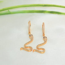 Snake Hoop Gold Earring - Embellished Gold Plated Dangle Drop Huggies