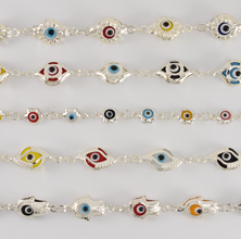 Multicolor EvilEye Bracelet 925 Sterling Silver Protection Pulsera7.5