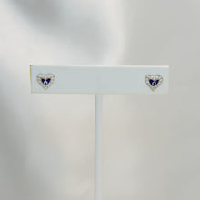 Evil Eye studs - Sterling Silver Heart Studs Dainty Earrings for her