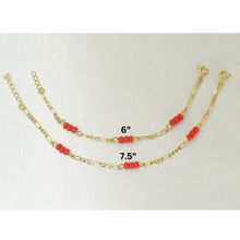 Red Bead Protection Baby, Mother Bracelet Gold Plated Figaro Style Bracelet Gift- 6