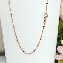 Thin Beaded Chains - Gold Plated Dainty Layering Necklaces in Red Black Beads