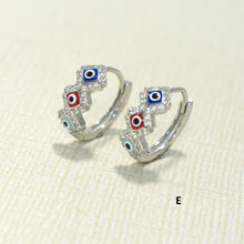 Evil Eye Huggies, CZ Star Diamond Huggies, 925 Silver Earrings , Gift For Her