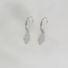 Hamsa Hand Lever Back Drop Earrings in Sterling Silver - Gift for Good Luck