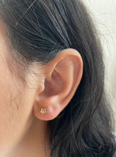 14K Solid Yellow Gold Star Earrings ,Dainty Screw Back CZ Studs, Gift For Her