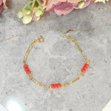 Red Bead Protection Baby, Mother Bracelet Gold Plated Figaro Style Bracelet Gift- 6