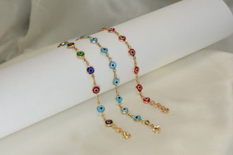Evil Eye Bracelets, 14K Gold Plated Protection Bracelet, Blue, Red, Multi -Baby