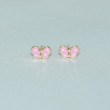 14K Solid Yellow Gold Butterfly Enamel Earrings, Mariposa Baby Screw Back Studs, Gift For Babies