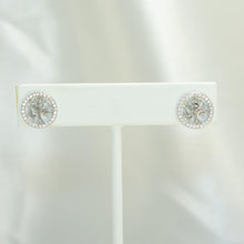 Round 925 Sterling Silver Studs, Dainty CZ Tree Earrings, Gift for Her