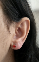 14K Solid Yellow Gold Puppy Paw Earrings, Red & Pink Screw Back Studs, Gift