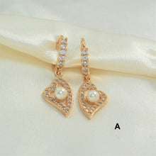 Pearl Drop Huggie Earrings Gold Plated CZ Drop Hoops Bridal Hoops Gift For her