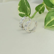 Silver Plated Huggies Hoops - Multi Color CZ Studded Earrings for Everyday Wear - Perfect gift for Wife, Daughter, Teenage Girls