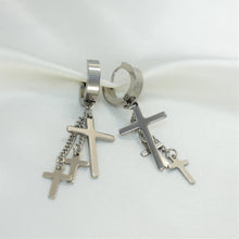 Dangle Cross Earrings, Dagger Sword Huggies Hoop Earrings for Men and Women, Dagger Drop Jewelry, Cross Stainless Steel Huggies ,Gift