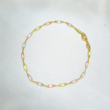 Multi Color Gold Plated Anklet For Women Tobillera de crystal 10'' - Everyday Minimalist Gold Ankle Bracelet