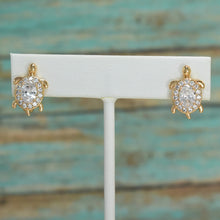 Sea Turtle Huggies - Gold Plated Multi Color Earrings for Everyday Stack - Ocean Lovers Jewelry