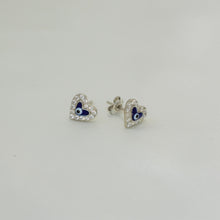 Evil Eye studs - Sterling Silver Heart Studs Dainty Earrings for her