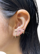 Gold Dainty Huggies Hoops - Single Paved Minimalist Small Gold Plated and Black Earrings for her