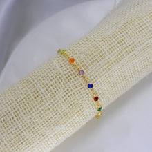 Colorful Anklet Gold Plated Tobillera de crystal 10'' - Everyday Minimalist Ankle Bracelet for Women