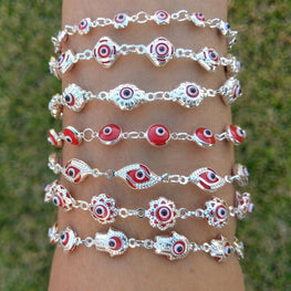 Red Evil Eye Bracelet - 925 Sterling Silver - Protection Bracelet -Gift for her