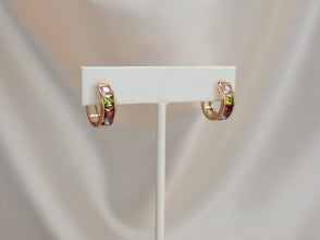 Multi Color Gemstone Huggies - Gold Plated Everyday Earrings For Her