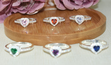 Halo Heart CZ Rings, 925 Sterling Silver, Anillos De CZ, Engagement Ring, Gift