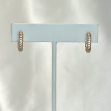 Micro Pave Huggies 14K Gold Plated Heart Earrings Round CZ Hoops Gift For her