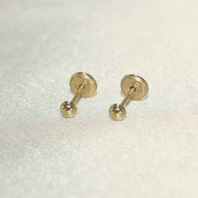 14K Solid Yellow Gold Semi Ball Earrings, Dainty Screw Back Studs For Her( 3mm-5mm )