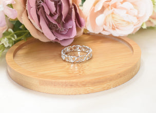 Sterling Silver Heart Infinity Band, Heart Ring for Women, Love Knot Eternity Band, Romantic Wedding Ring, Promise Ring, Gift for her