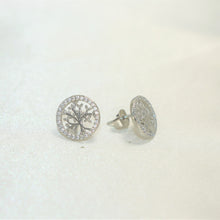Round 925 Sterling Silver Studs, Dainty CZ Tree Earrings, Gift for Her