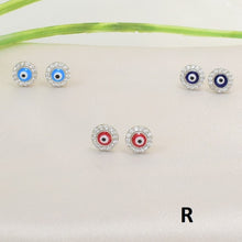Evil Eye Stud Earrings 925 Sterling Silver Ojo Protection Studs Gift For Her