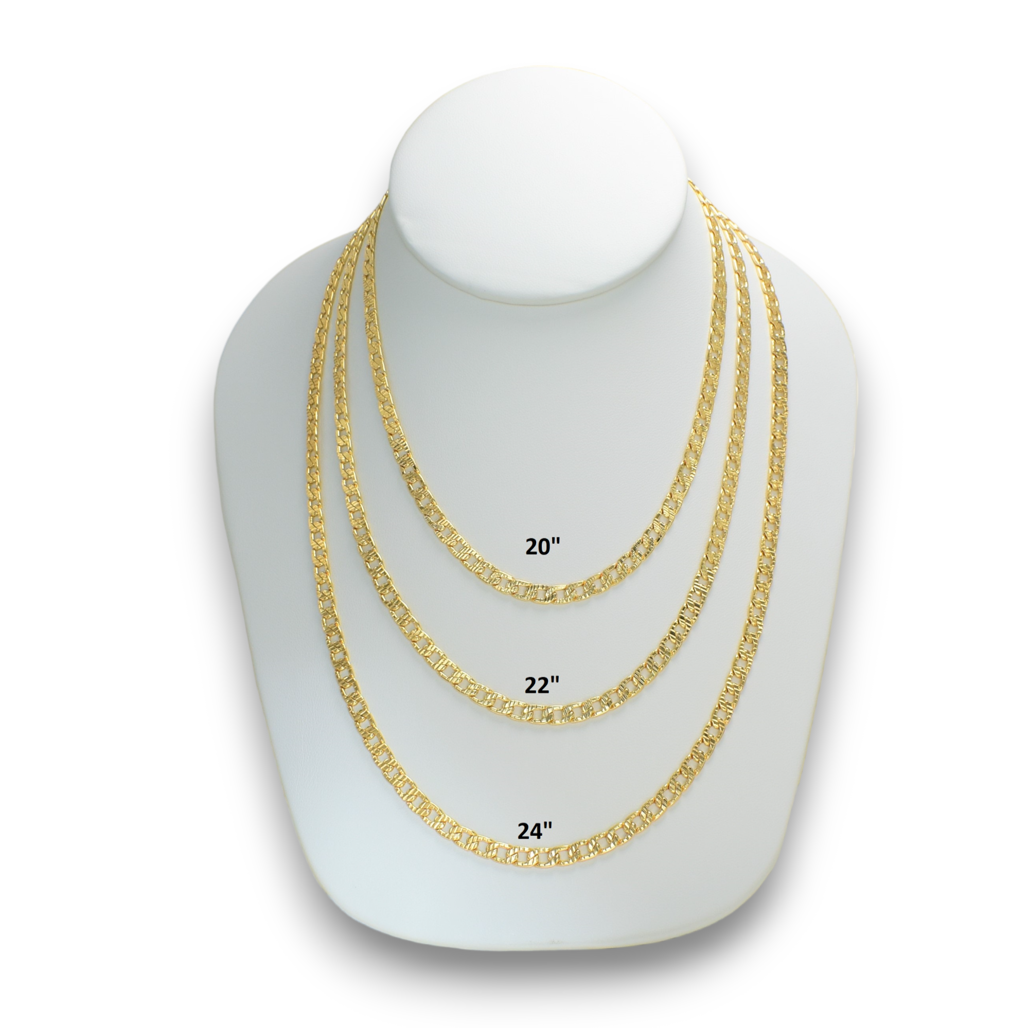 Cuban Link Chain Necklace Gold Plated Cuban Chain Gift 4.5 mm in 20", 22", 24"