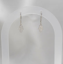 Hamsa Hand Lever Back Drop Earrings in Sterling Silver - Gift for Good Luck