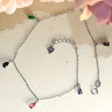 Tear Drop Silver Anklet, 925 Plata Tobillera, Multicolor CZ Drop Anklet,Gift-10